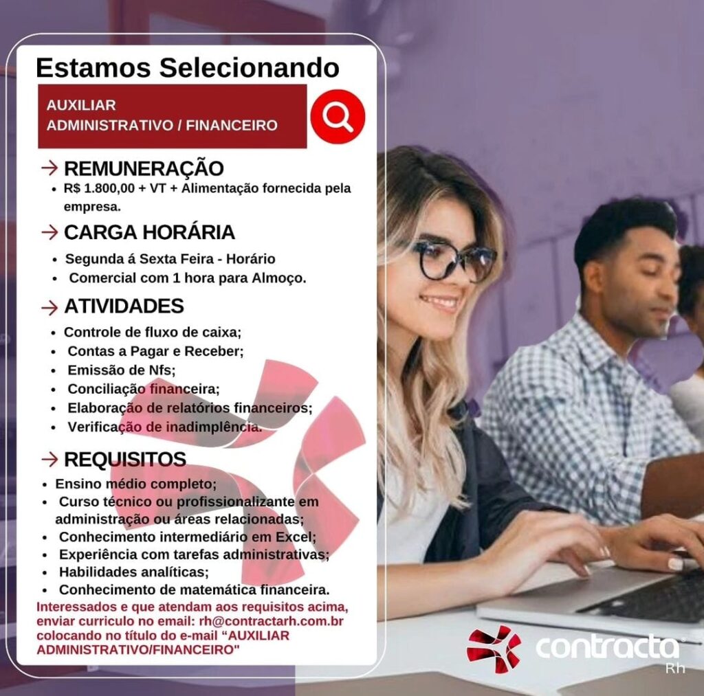 Vaga para Auxiliar Adm/Financeiro