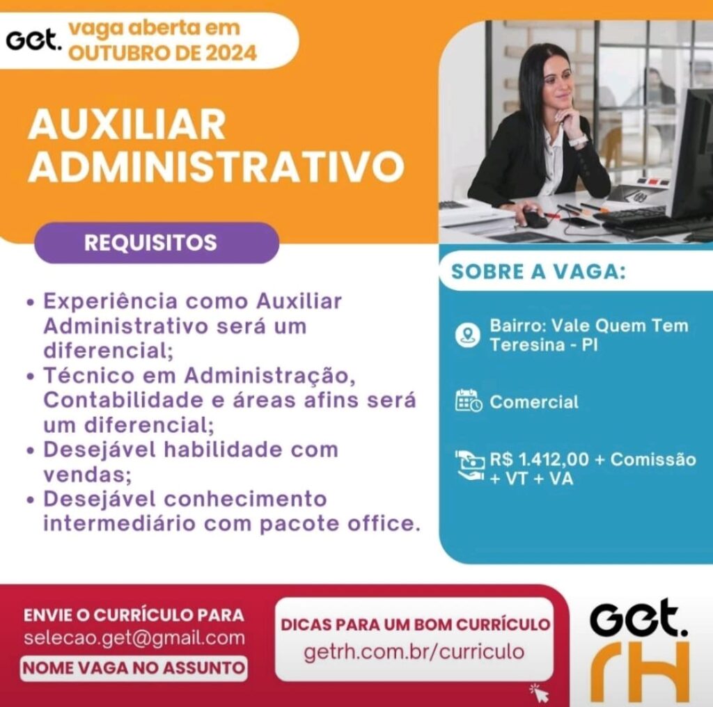 Vaga para Auxiliar Administrativo