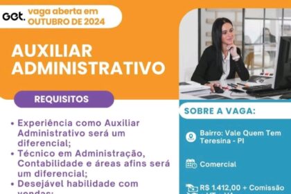 Vaga para Auxiliar Administrativo