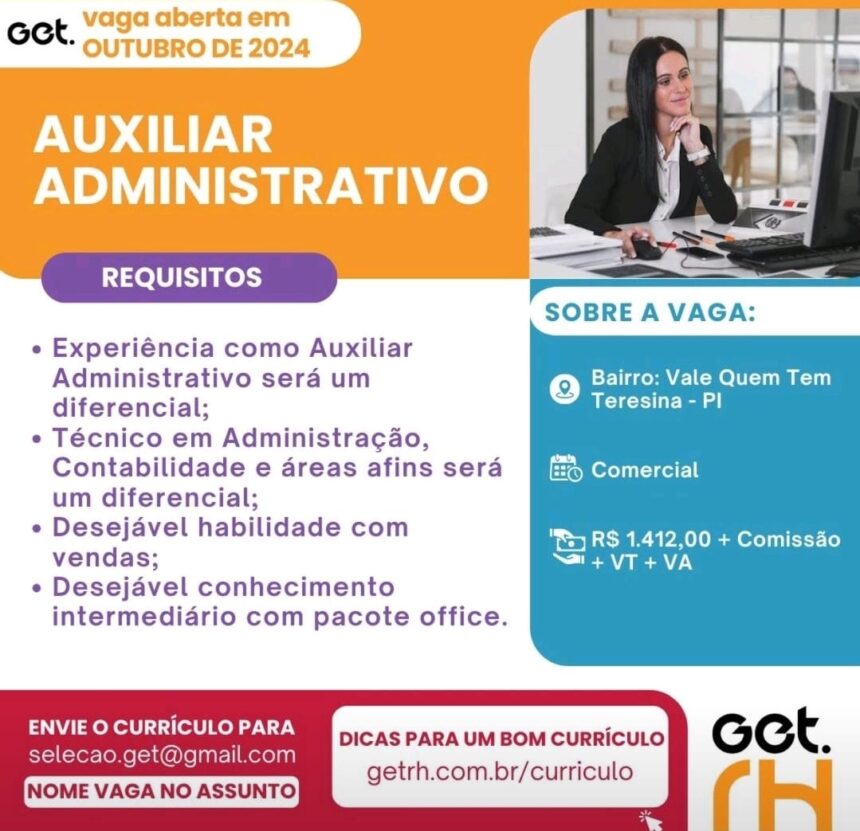 Vaga para Auxiliar Administrativo