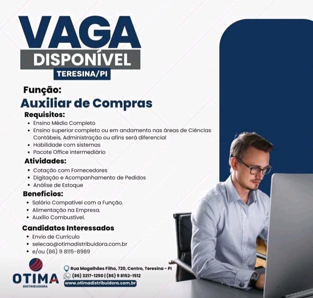 Vaga para Auxiliar de Compras