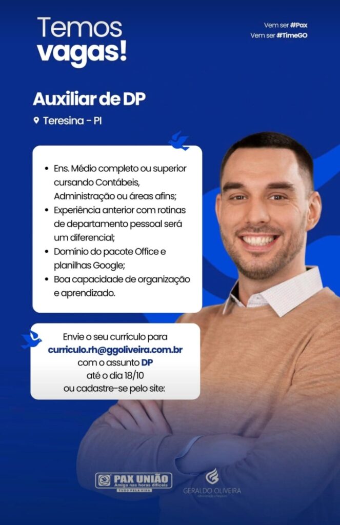 Vaga para Auxiliar de DP