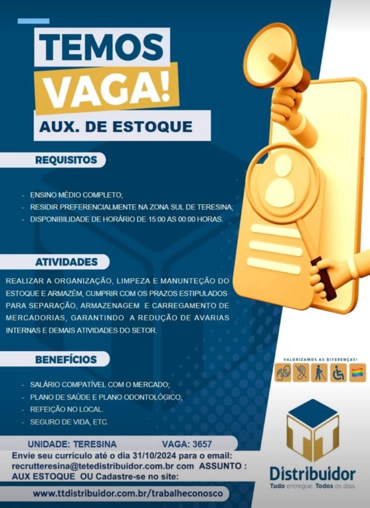 Vaga para Auxiliar de Estoque