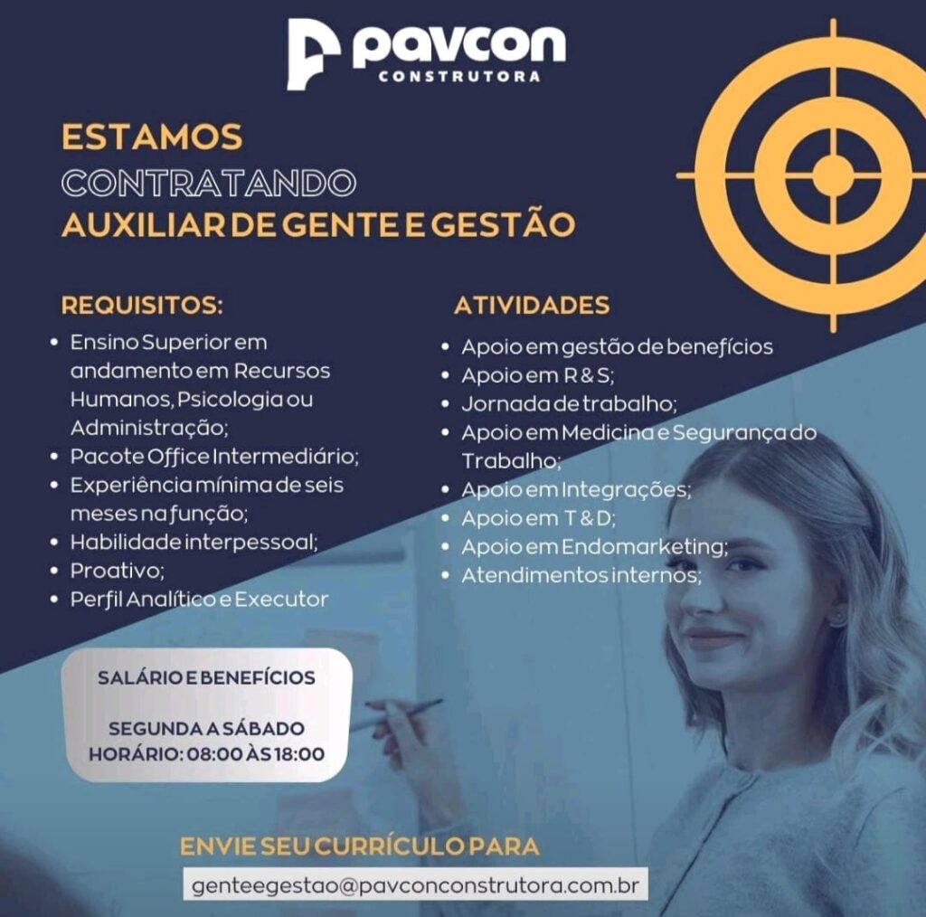 Vaga para Auxiliar de Gente e Gestão