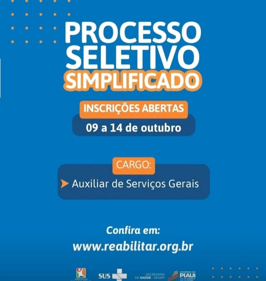 Vaga para Auxiliar de Serviços Gerais