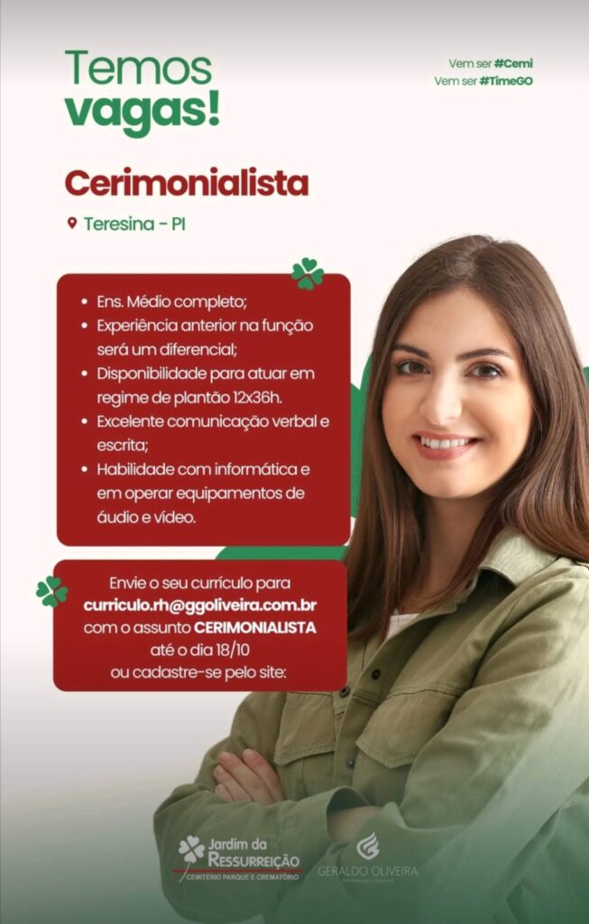 Vaga para Cerimonialista 