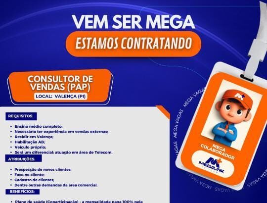 Vaga para Consultor de Vendas