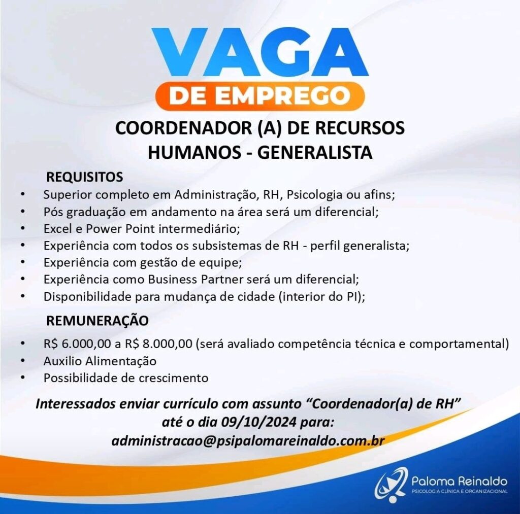 Vaga para Coordenador(a) de RH