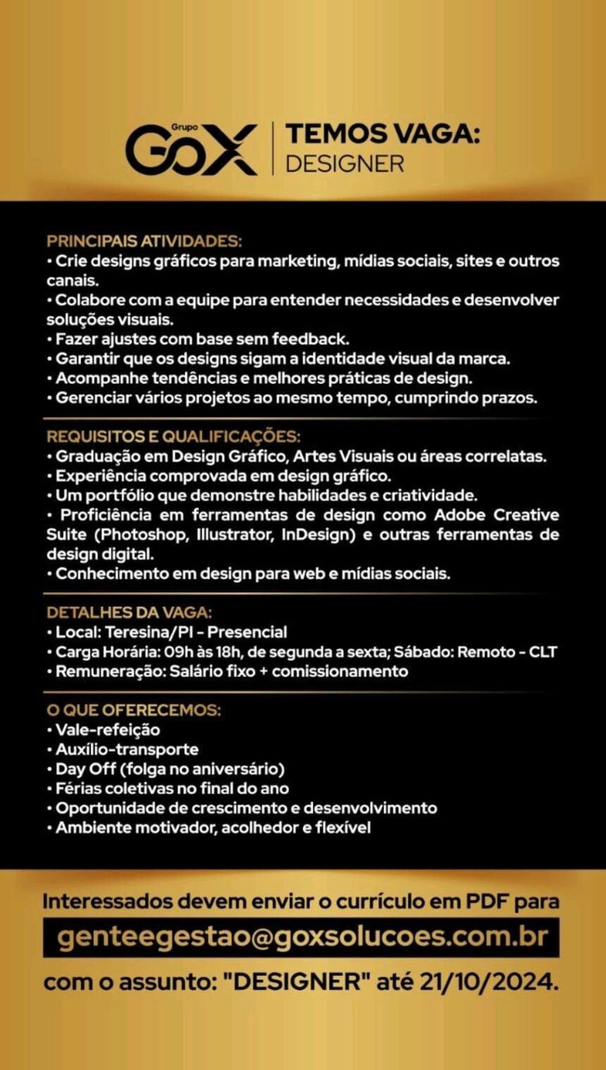 Vaga para Designer