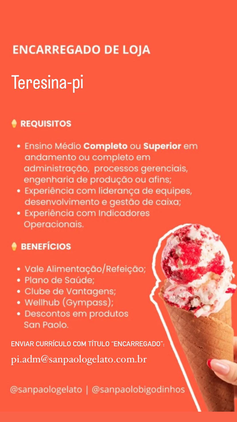 Vaga para Encarregado de Loja