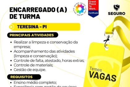 Vaga para Encarregado(a) de Turma