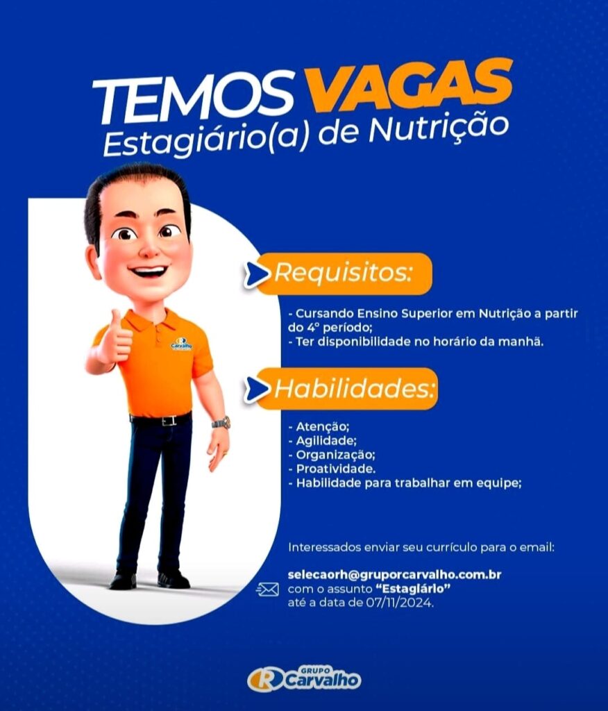 Vaga para Estágio para Nutrição