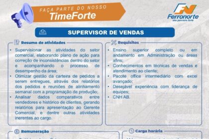 Vaga para Supervisor de Vendas