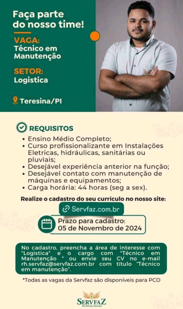 Vaga para Técnico em Manutenção