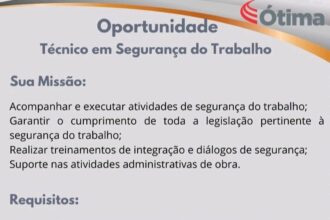 Vaga para Técnico em Segurança do Trabalho