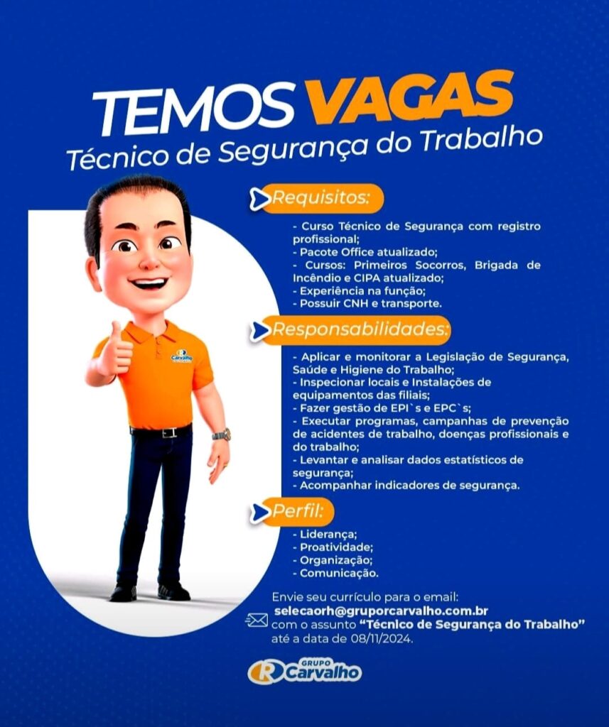 Vaga para Técnico em Segurança do Trabalho