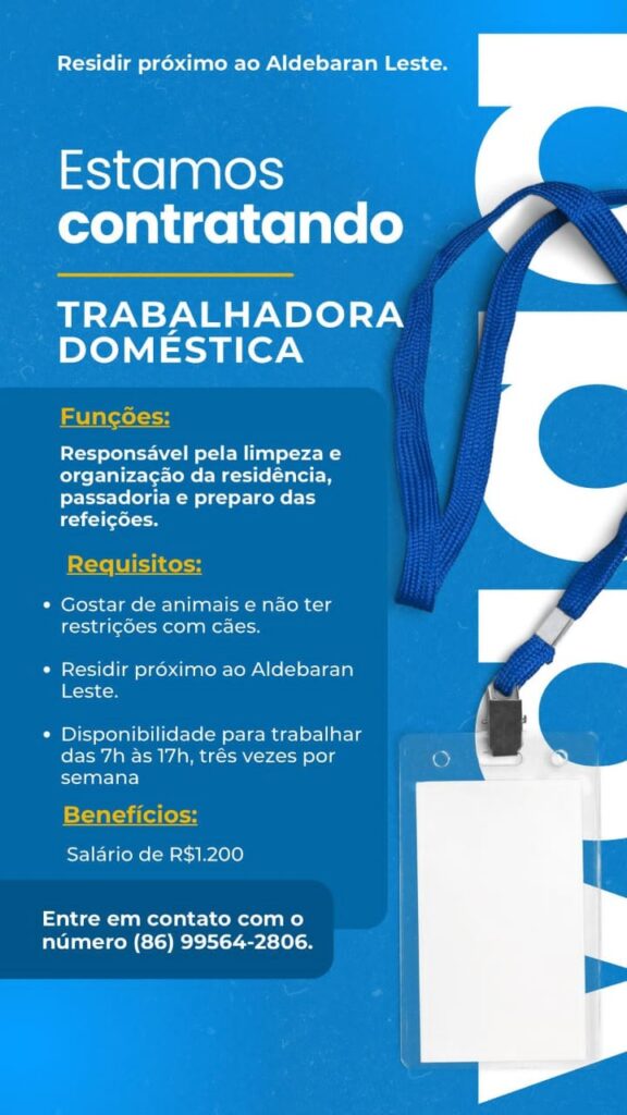 Vaga para Trabalhadora Doméstica