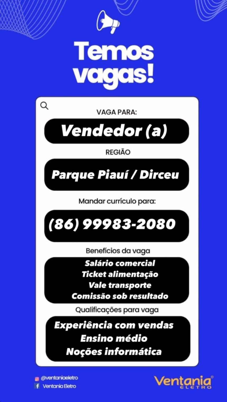 Vaga para Vendedor(a)