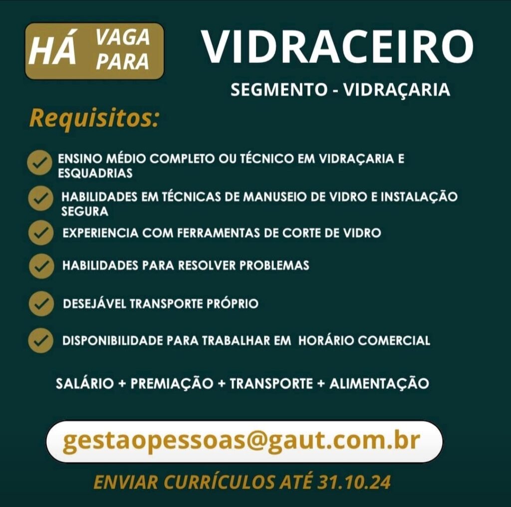 Vaga para Vidraceiro 