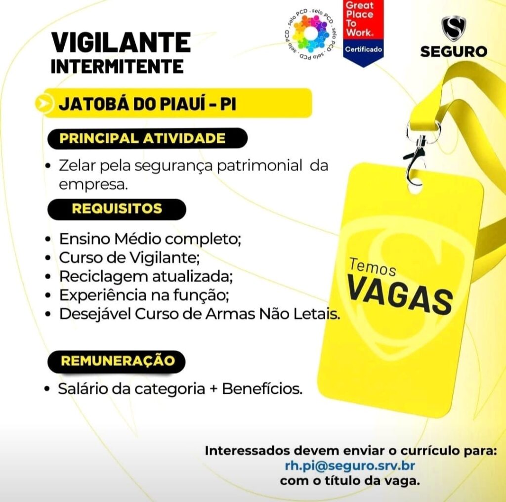 Vaga para Vigilante em Jatobá do Piauí