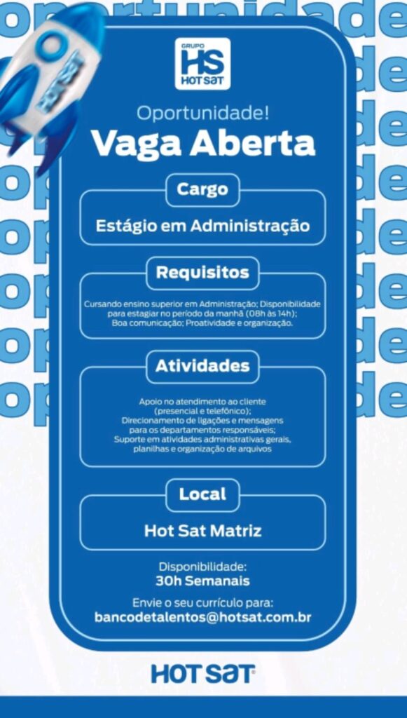 Vaga de Estágio para Administração