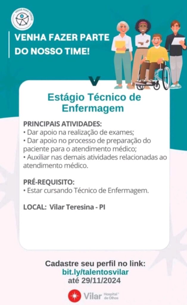 Vaga de Estágio para Técnico de Enfermagem