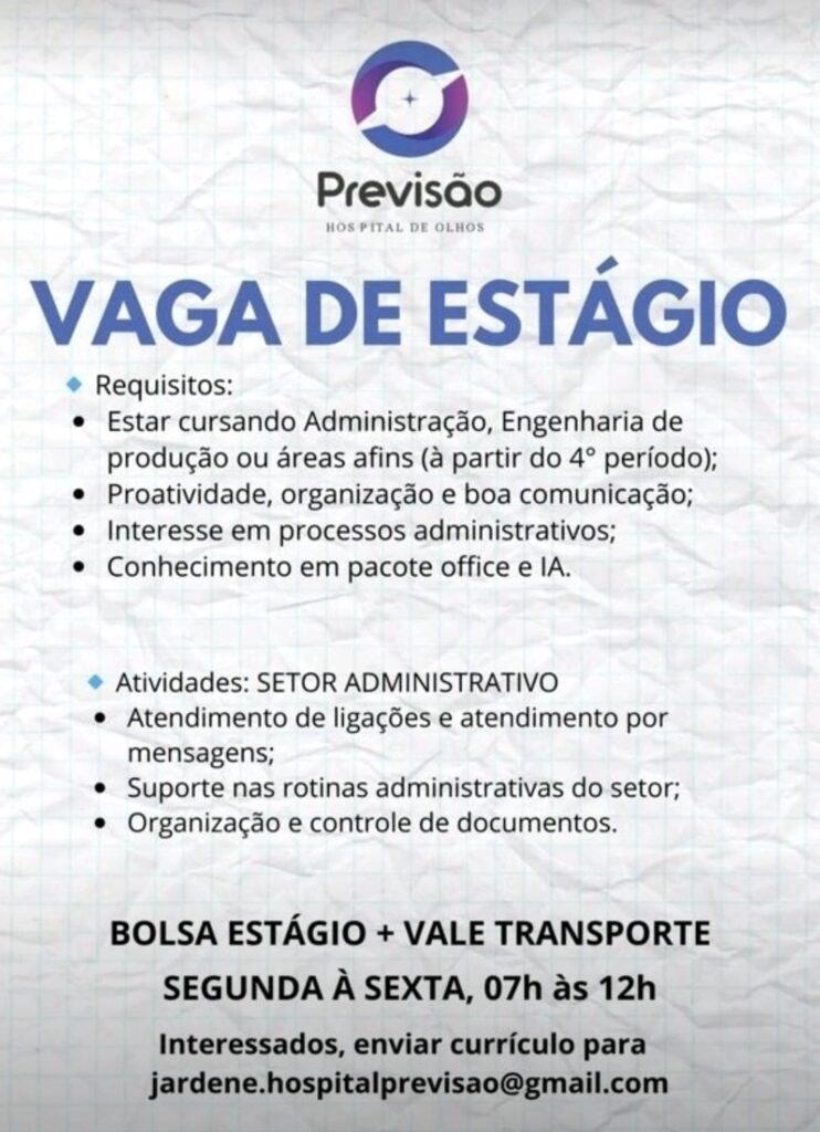 Vaga de estágio para Administração