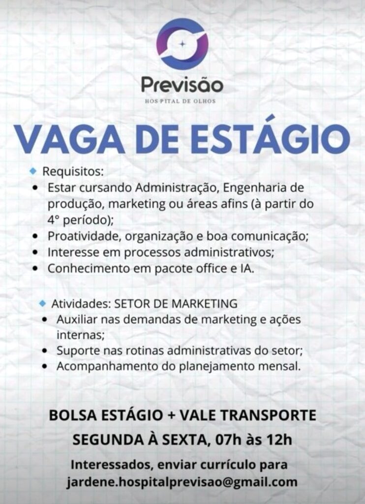 Vaga de estágio para Marketing