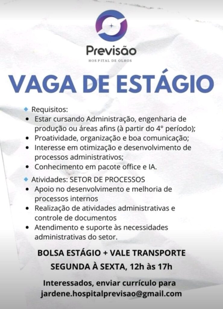 Vaga de estágio para Processos