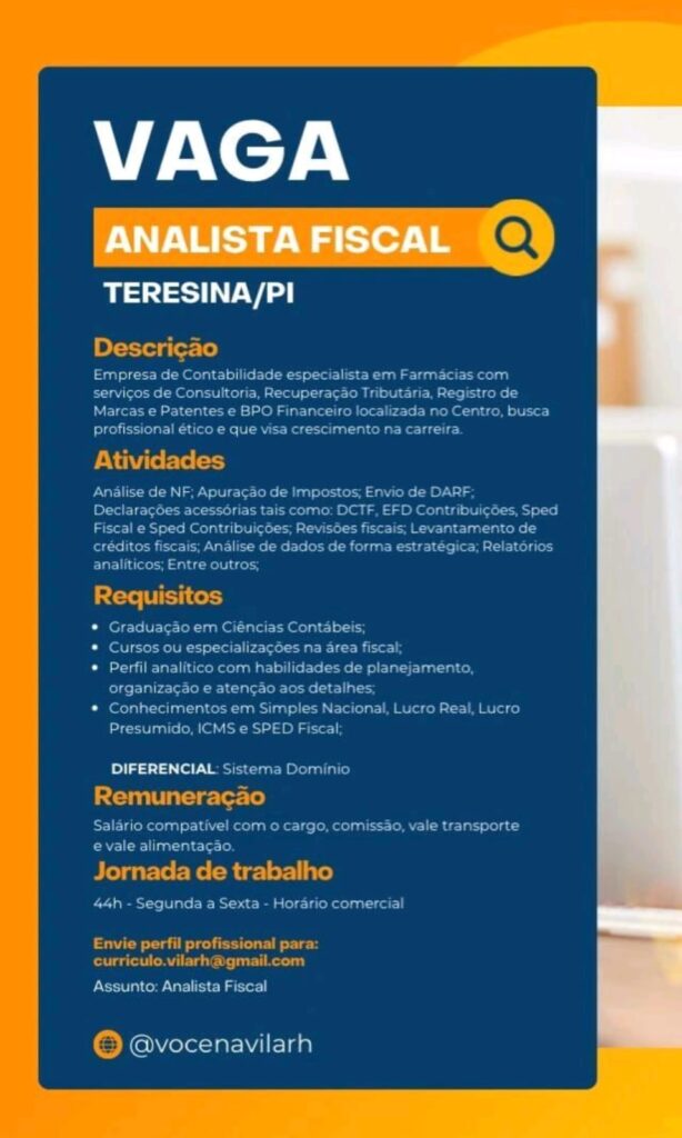 Vaga para Analista Fiscal