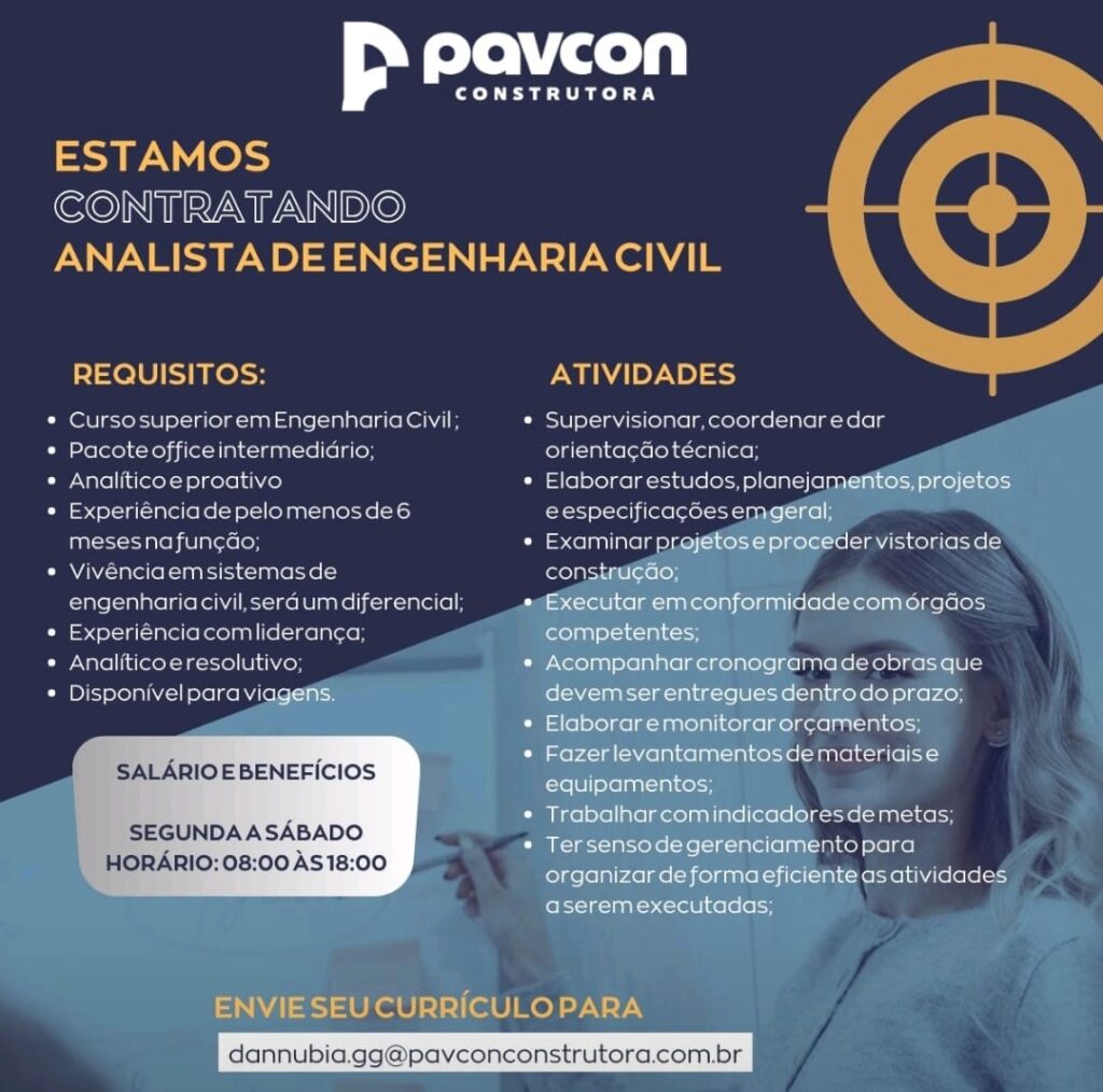 Vaga para Analista de Engenharia Civil