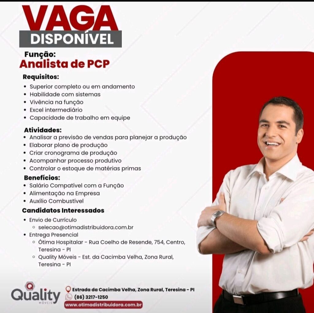 Vaga para Analista de PCP