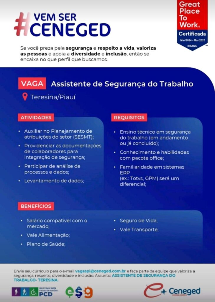 Vaga para Assistente de Segurança do Trabalho