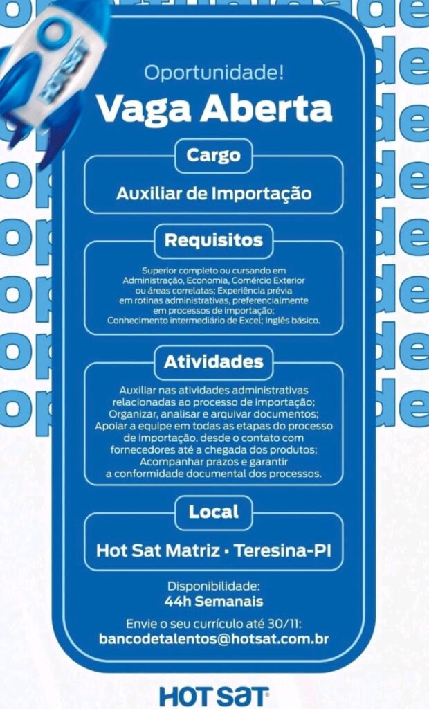 Vaga para Auxiliar de Importação