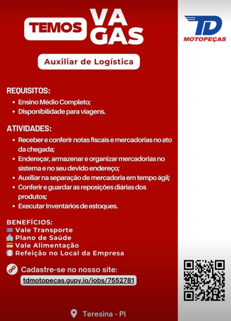 Vaga para Auxiliar de Logística