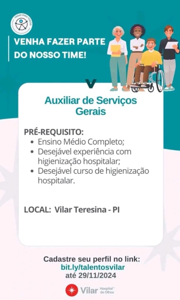 Vaga para Auxiliar de Serviços Gerais