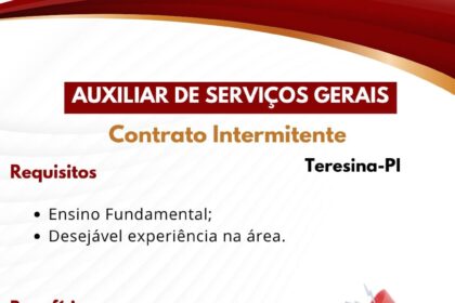 Vaga para Auxiliar de Serviços Gerais