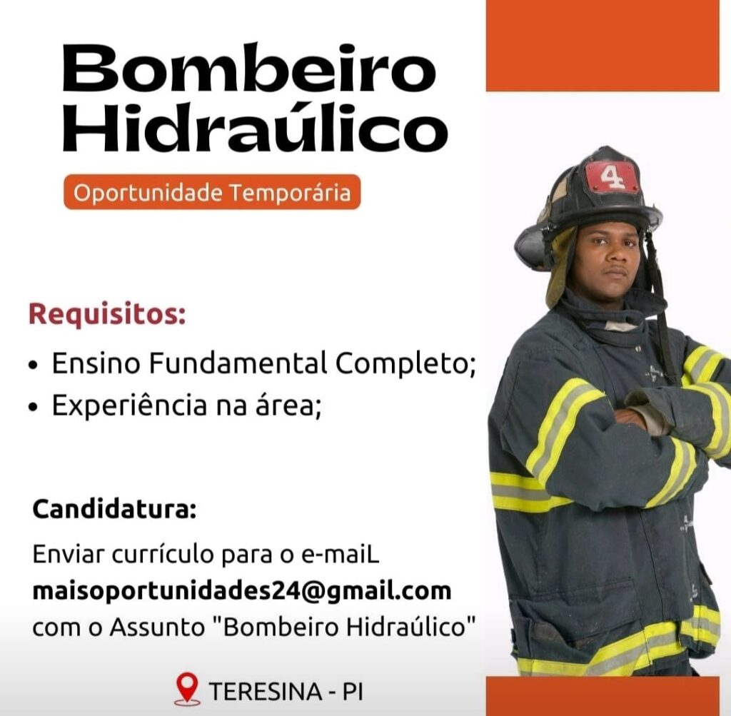 Vaga para Bombeiro Hidráulico