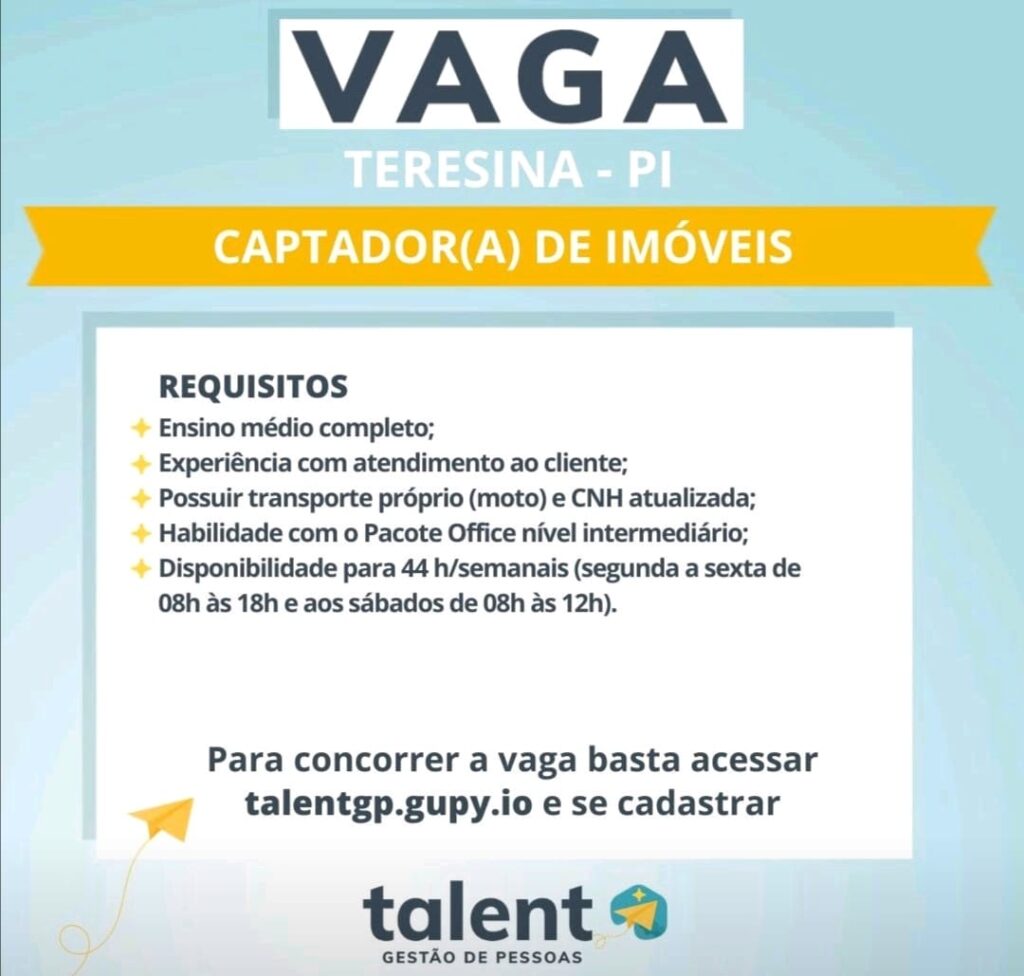 Vaga para Captador(a) de Imóveis