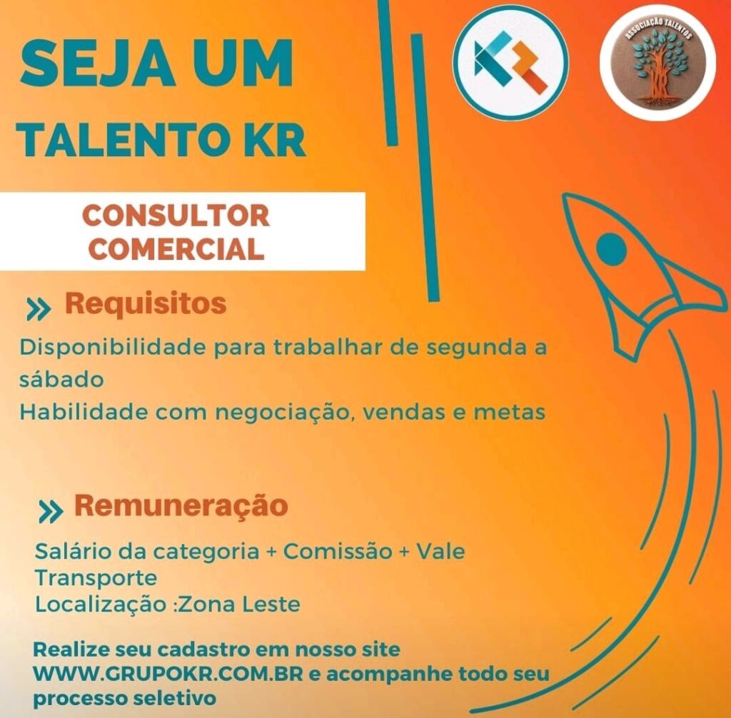 Vaga para Consultor Comercial