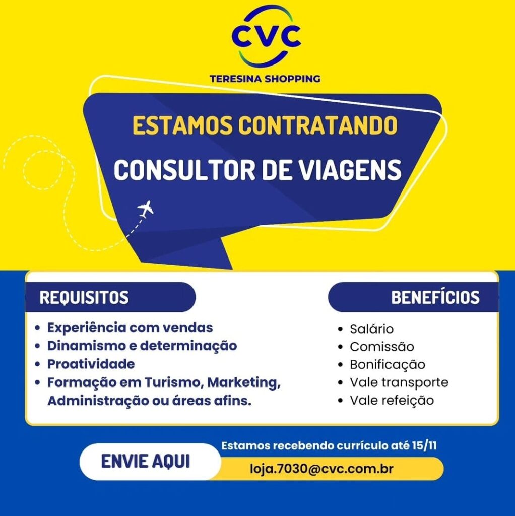 Vaga para Consultor de Viagens