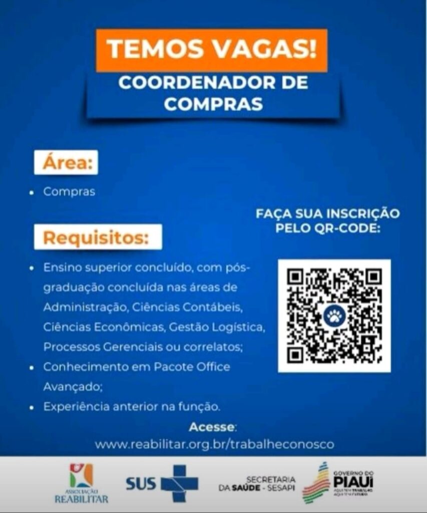 Vaga para Coordenador de Compras