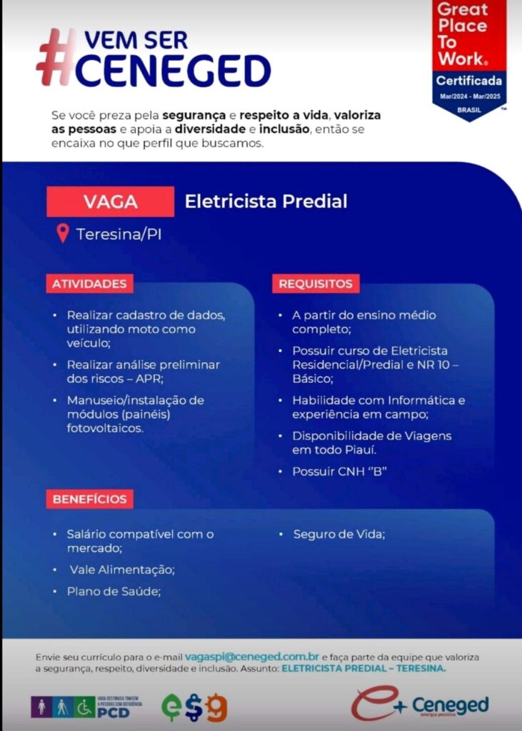 Vaga para Eletricista Predial