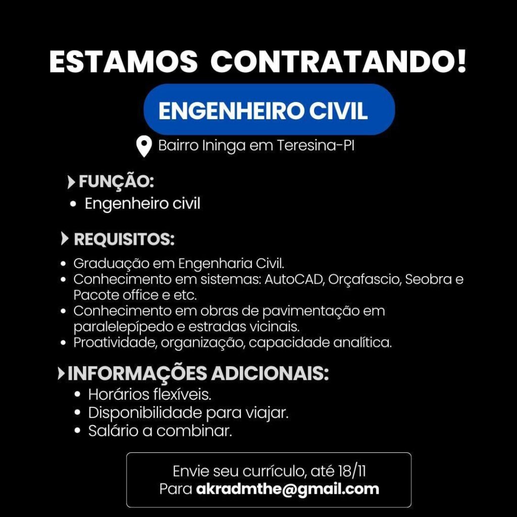 Vaga para Engenheiro Civil