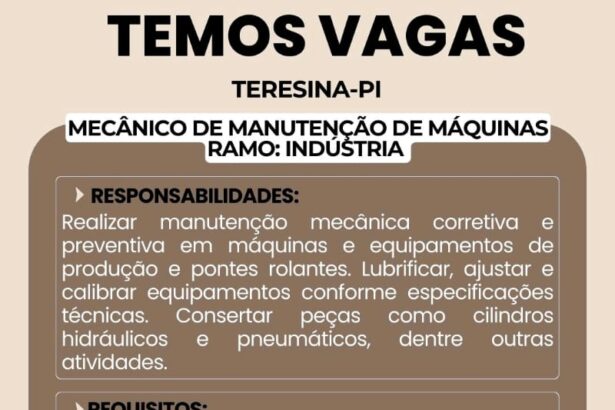 Vaga para Mecânico de Manutenção de Máquinas
