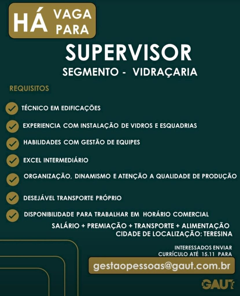 Vaga para Supervisor 