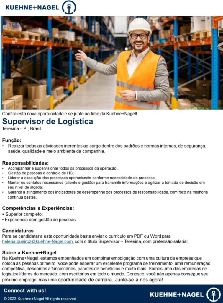 Vaga para Supervisor de Logística