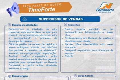 Vaga para Supervisor de Vendas