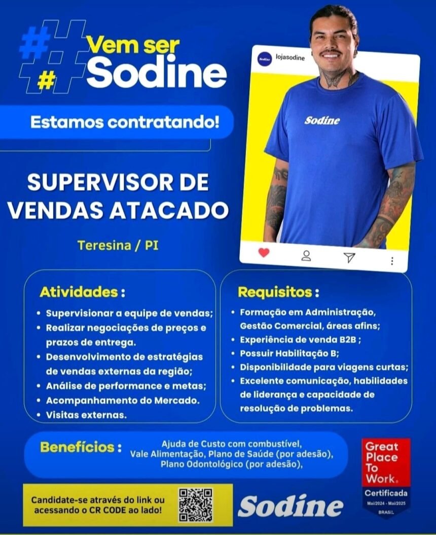 Vaga para Supervisor de Vendas Atacado