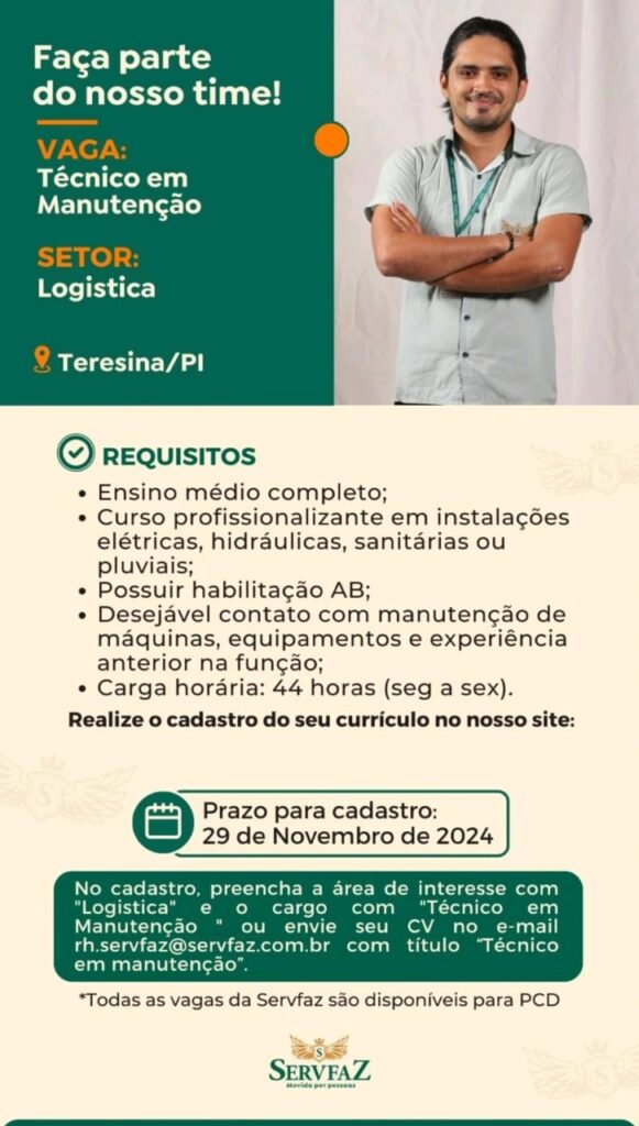 Vaga para Técnico em Manutenção